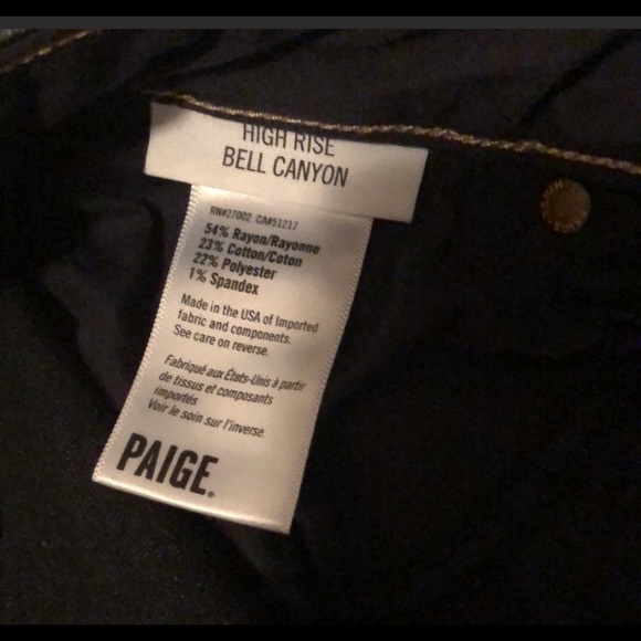 PAIGE DENIM MEDIUM WASH HIGH RISE BELL CANYON BOOTCUT FLARE JEANS SZ.31 - Picture 3 of 3